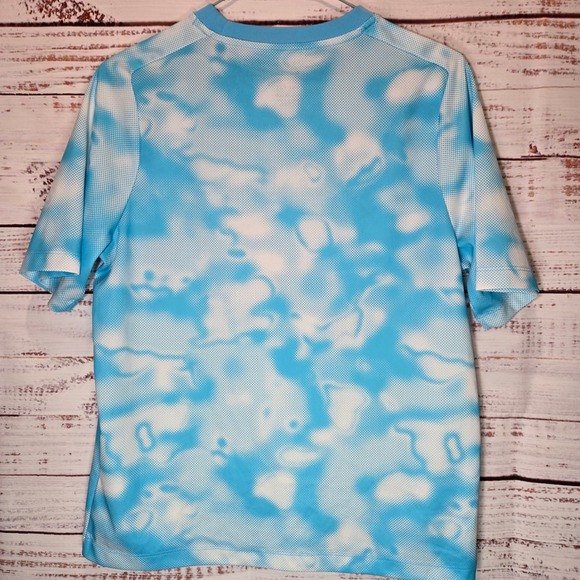 Nike Dri Fit Kids XL Shirt Blue White Print Short Sleeve - Picture 3 of 6